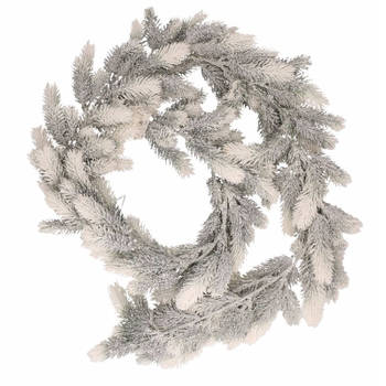1x Witte kerst dennenslinger met sneeuw 180 cm - Guirlandes