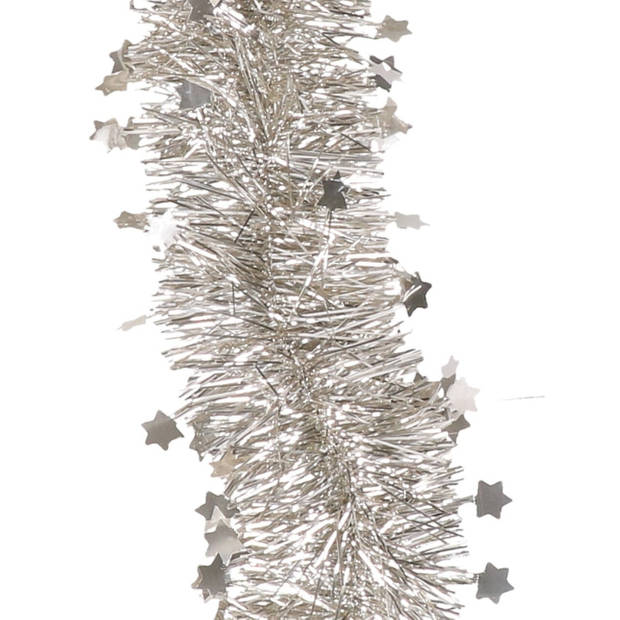 Kerstversiering kerstballen 5-6-8 cm met ster piek en sterren slingers pakket champagne 35x stuks - Kerstbal