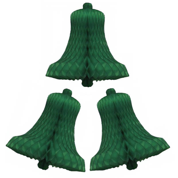 3 papieren kerstklokken groen 50 cm - Hangdecoratie