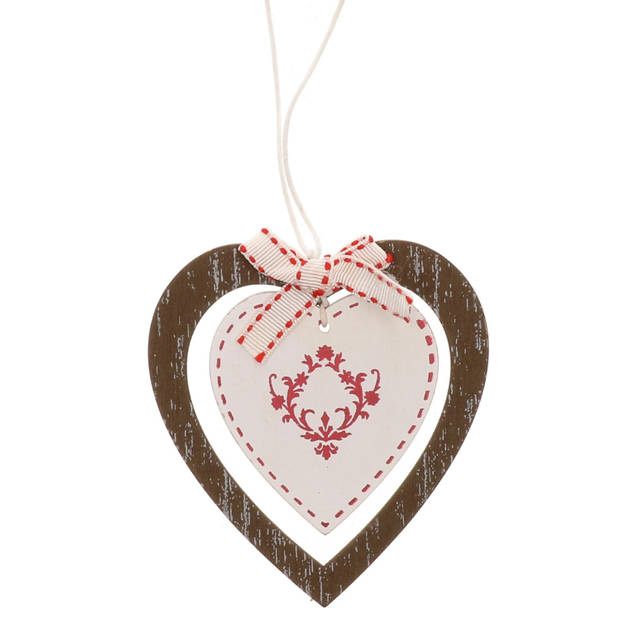 2x stuks kerstboom decoratie hangers bruine hart - Kersthangers