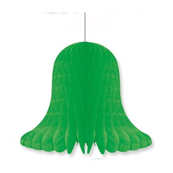 1x Kerstversiering groene kerstklokken lampionnen 20 cm - Hangdecoratie