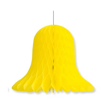 1x Kerstversiering gele kerstklokken lampionnen 20 cm - Hangdecoratie