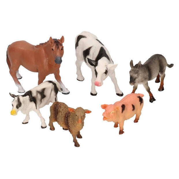 Plastic boerderij dieren 6 stuks speelfiguren - Speelfigurenset