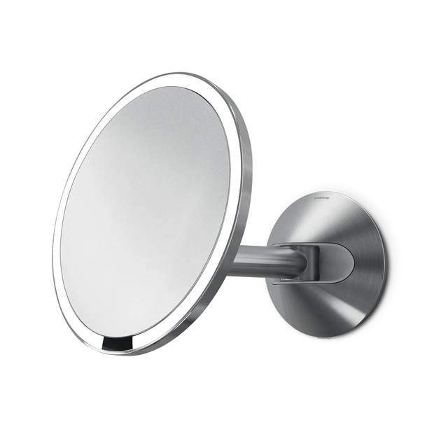 Simplehuman - Spiegel met Sensor 20 cm 5x Vergroting Wandbevestiging Netstroom - Roestvast Staal - Zilver