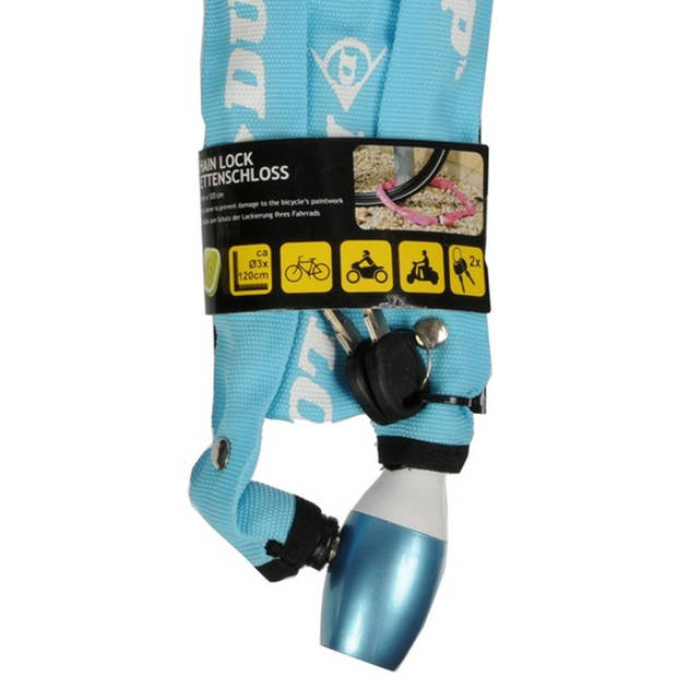 Dunlop Kettingslot - blauw - 120 cm - 2 sleutels - fiets/scooter slot - Fietssloten