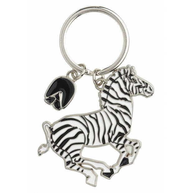 Metalen zebra sleutelhanger 5 cm - Sleutelhangers