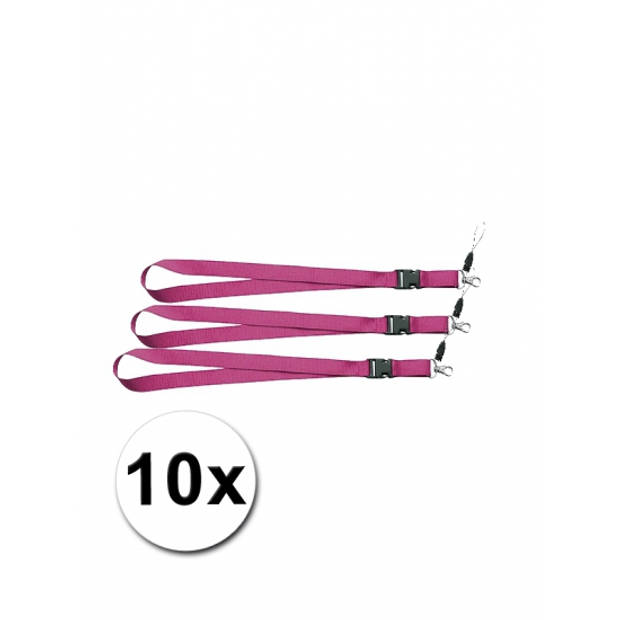 10 roze lanyards 55 cm - Keycords