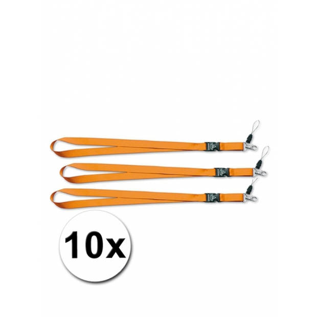 10 oranje lanyards 55 cm - Keycords