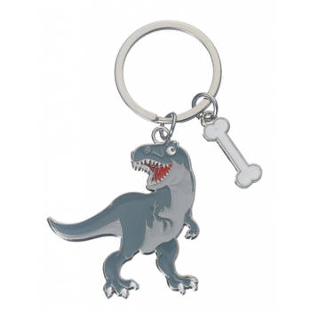 Metalen dinosaurus t-rex sleutelhanger 5 cm - Sleutelhangers