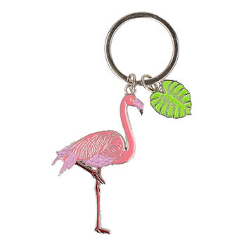 Metalen flamingo sleutelhanger 5 cm - Sleutelhangers