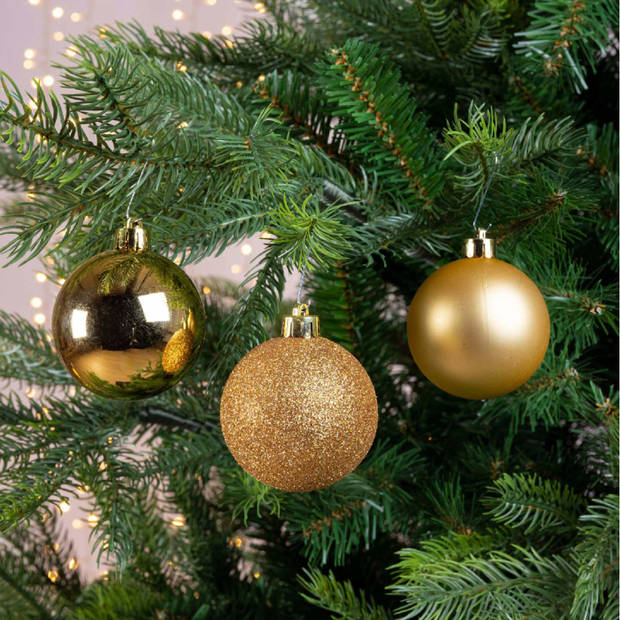 Decoris kerstballen - 30x st - goud - kunststof - 6 cm - Kerstbal