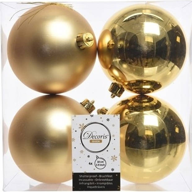16x Kunststof kerstballen glanzend/mat goud 10 cm kerstboom versiering/decoratie - Kerstbal