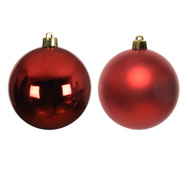 16x Kunststof kerstballen glanzend/mat kerst rood 4 cm kerstboom versiering/decoratie - Kerstbal