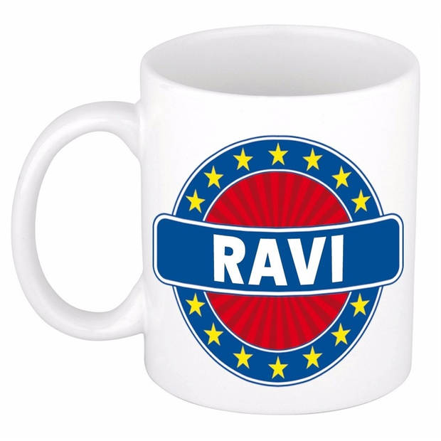 Voornaam Ravi koffie/thee mok of beker - Naam mokken