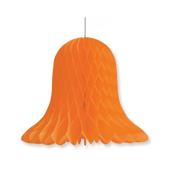 1x Kerstversiering oranje kerstklokken lampionnen 20 cm - Hangdecoratie