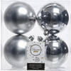 4x Kunststof kerstballen glanzend/mat zilver 10 cm kerstboom versiering/decoratie - Kerstbal