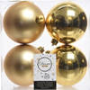 Decoris Kerstballen - 4x st - goud - D10 cm - kunststof - Kerstbal