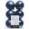 12x Kunststof kerstballen glanzend/mat donkerblauw 6 cm kerstboom versiering/decoratie - Kerstbal