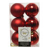 12x Kunststof kerstballen glanzend/mat kerst rood 6 cm kerstboom versiering/decoratie - Kerstbal