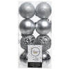 16x Kunststof kerstballen mix zilver 6 cm kerstboom versiering/decoratie - Kerstbal