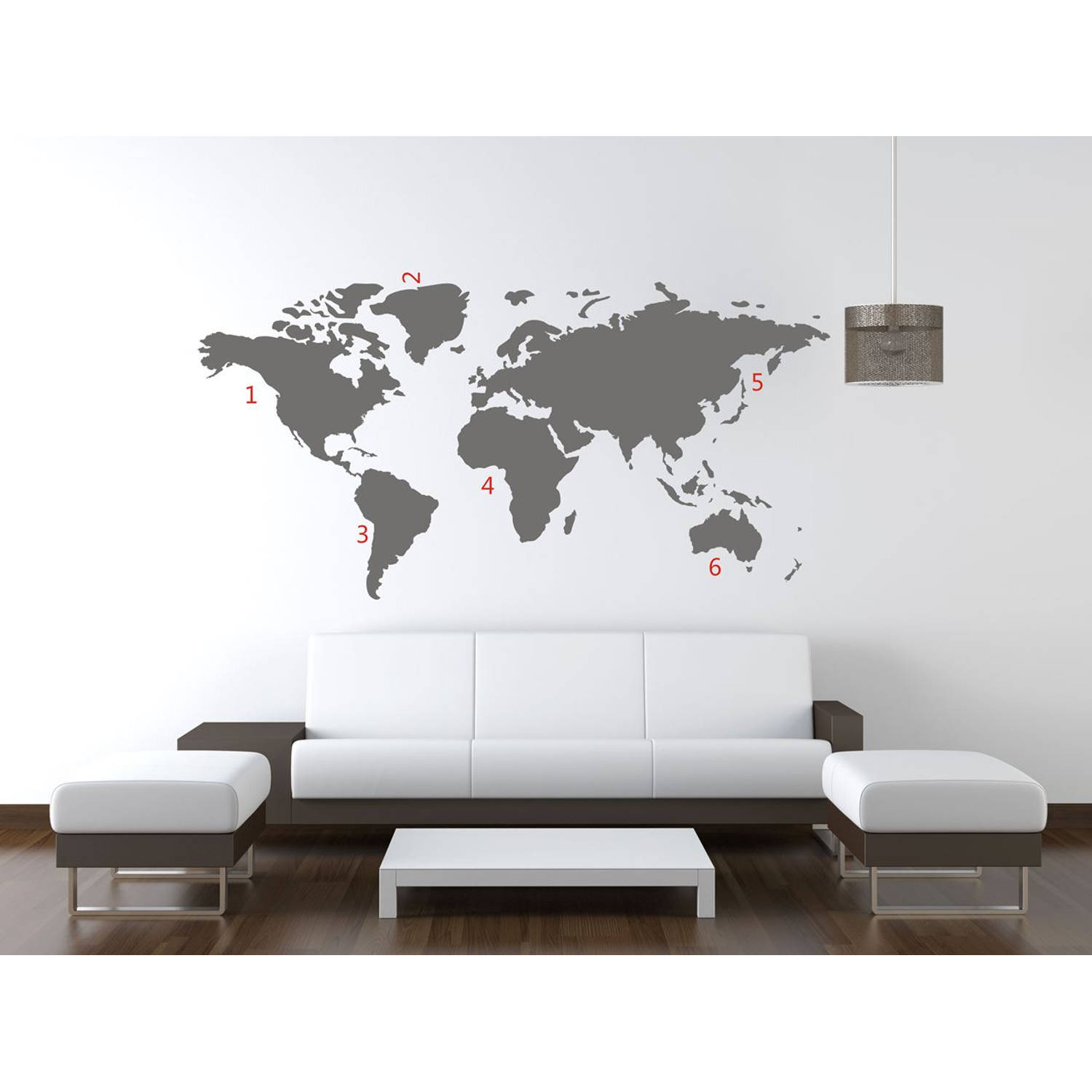 Wereldkaart World Map Grey
