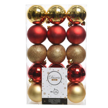 30-delige kerstballen set goud/rood - Kerstbal