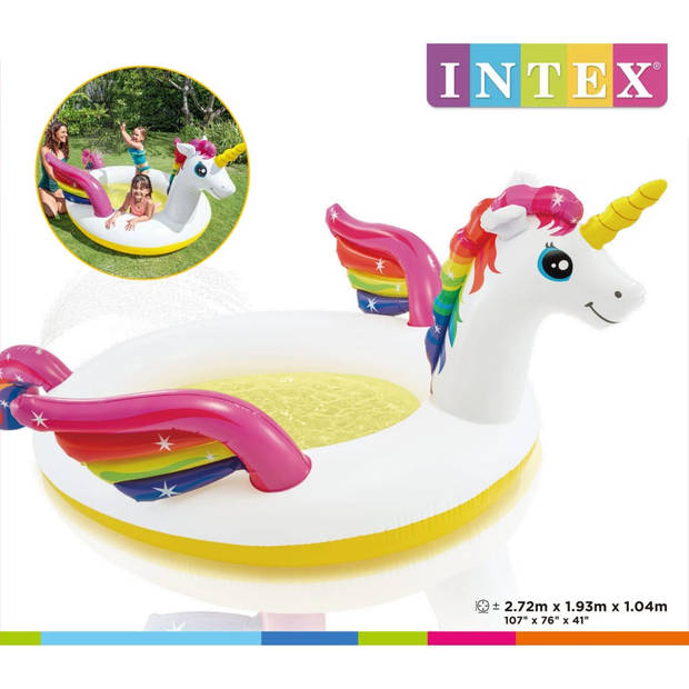 Intex kinderzwembad Spraypool Unicorn 272 x 193 x 104 cm wit