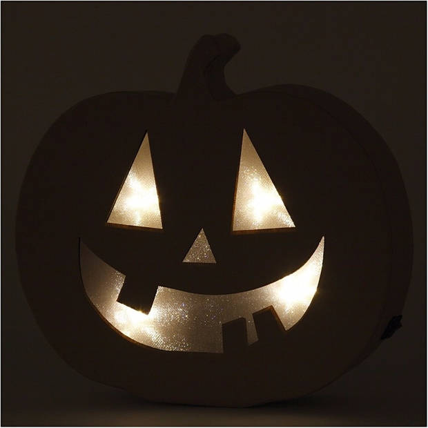 Pompoen Halloween decoratie met licht 22 cm - Feestdecoratievoorwerp