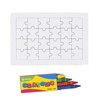 Blanco puzzel met krijtjes 24 stukjes - Hobbypakket