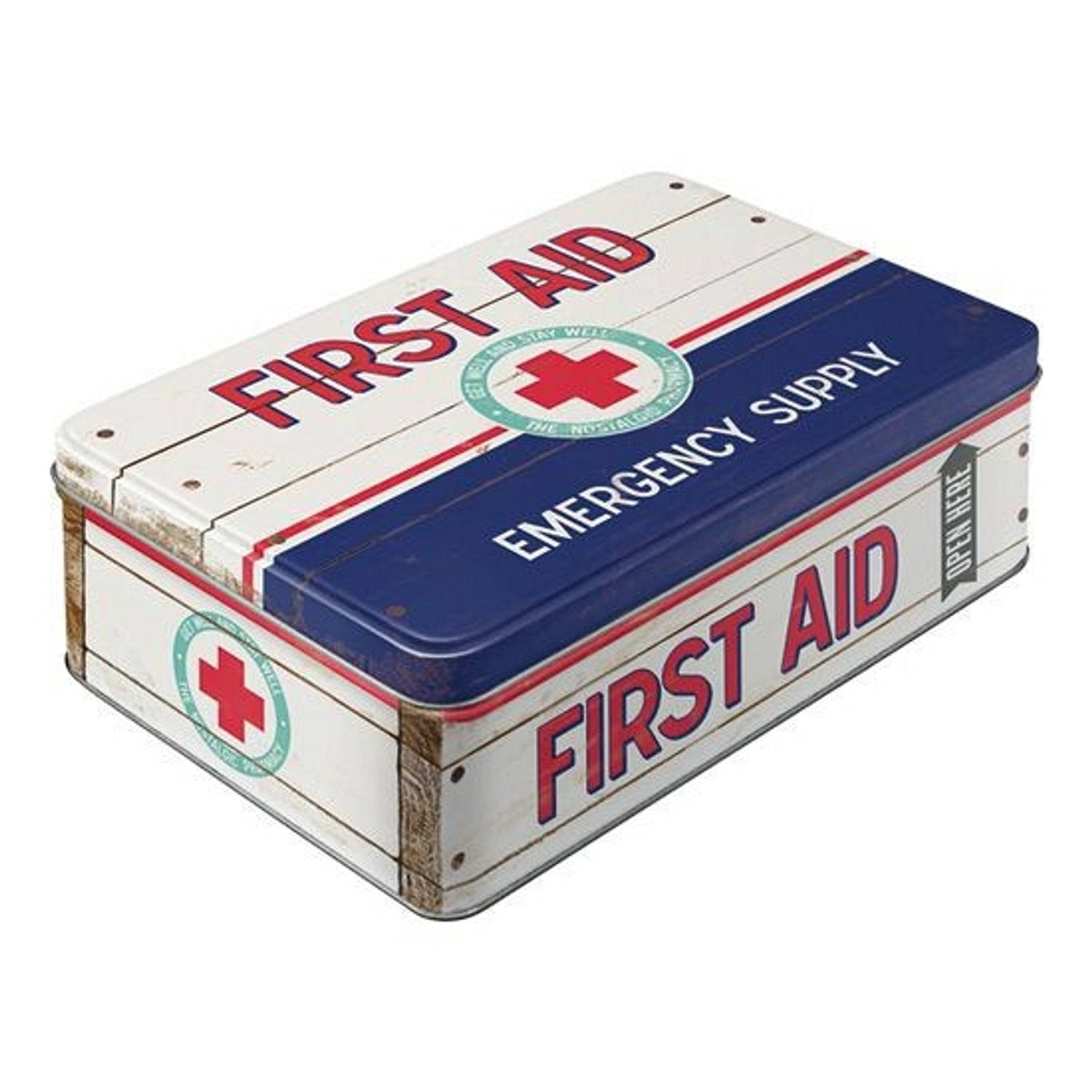 Metalen opbergblik first aid Voorraadblikken