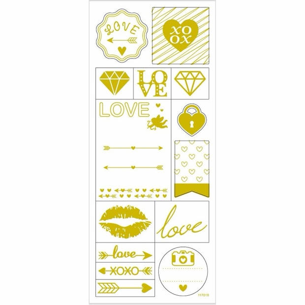 Love stickers goud 14 stuks - Stickers