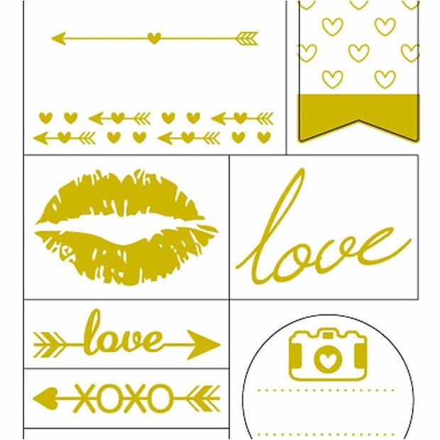 Love stickers goud 14 stuks - Stickers
