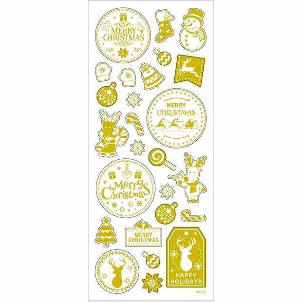 Gouden kerst stickers 26 stuks - Stickers