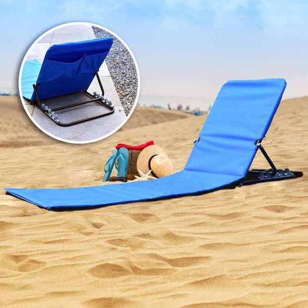 Merkloos inklapbare strand lounger met rugleuning (blauw)