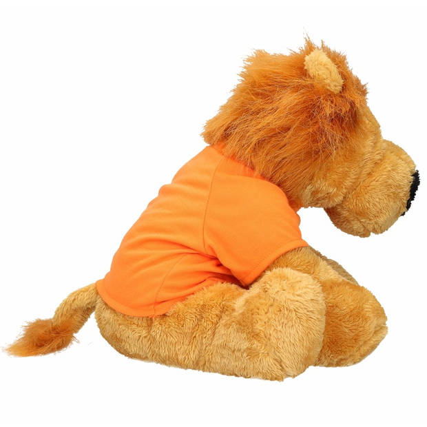 Pluche Holland leeuw knuffel 30 cm met oranje shirt - Knuffeldier