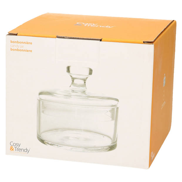 Cosy en Trendy Bonbonniere met deksel - 1,6 liter - glas - 13 x 12 cm - Voorraadpot