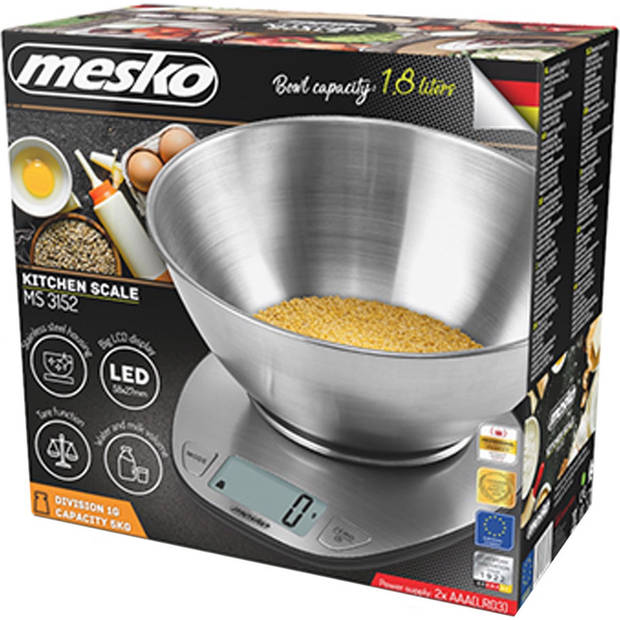 Mesko MS 3152 - Keukenweegschaal - digitaal - kom