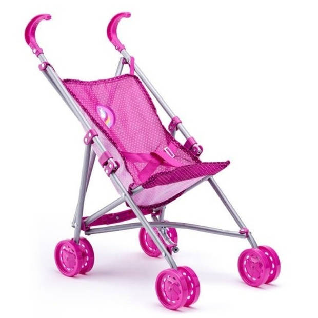 Roze poppen buggy met eenhoorn - Babypoppenwagen