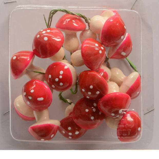 Decoris paddenstoelen stekers - 20x st - 2,5 cm - kerststukje decoratie - Kerststukjes