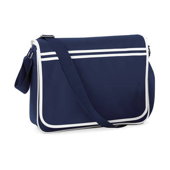 Bagbase retro schoudertas french navy/white 12 liter