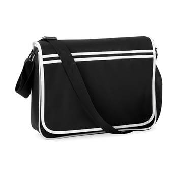 Bagbase retro schoudertas black/white 12 liter
