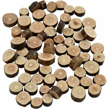 390x Kleine houten schijfjes 230 gram 10 x 15 mm - Houten knutselstokjes