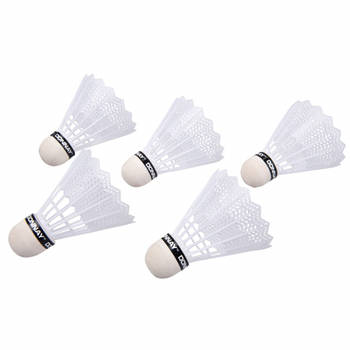 5x stuks Witte badminton shuttles - Badmintonshuttles