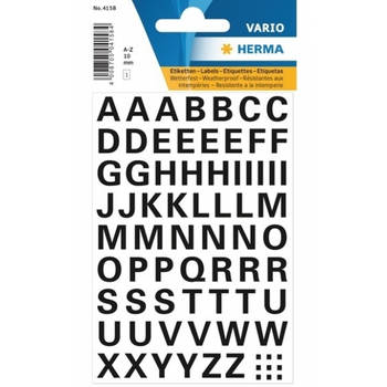 Letters stickers zwart 10mm 65x stuks per vel - Stickers