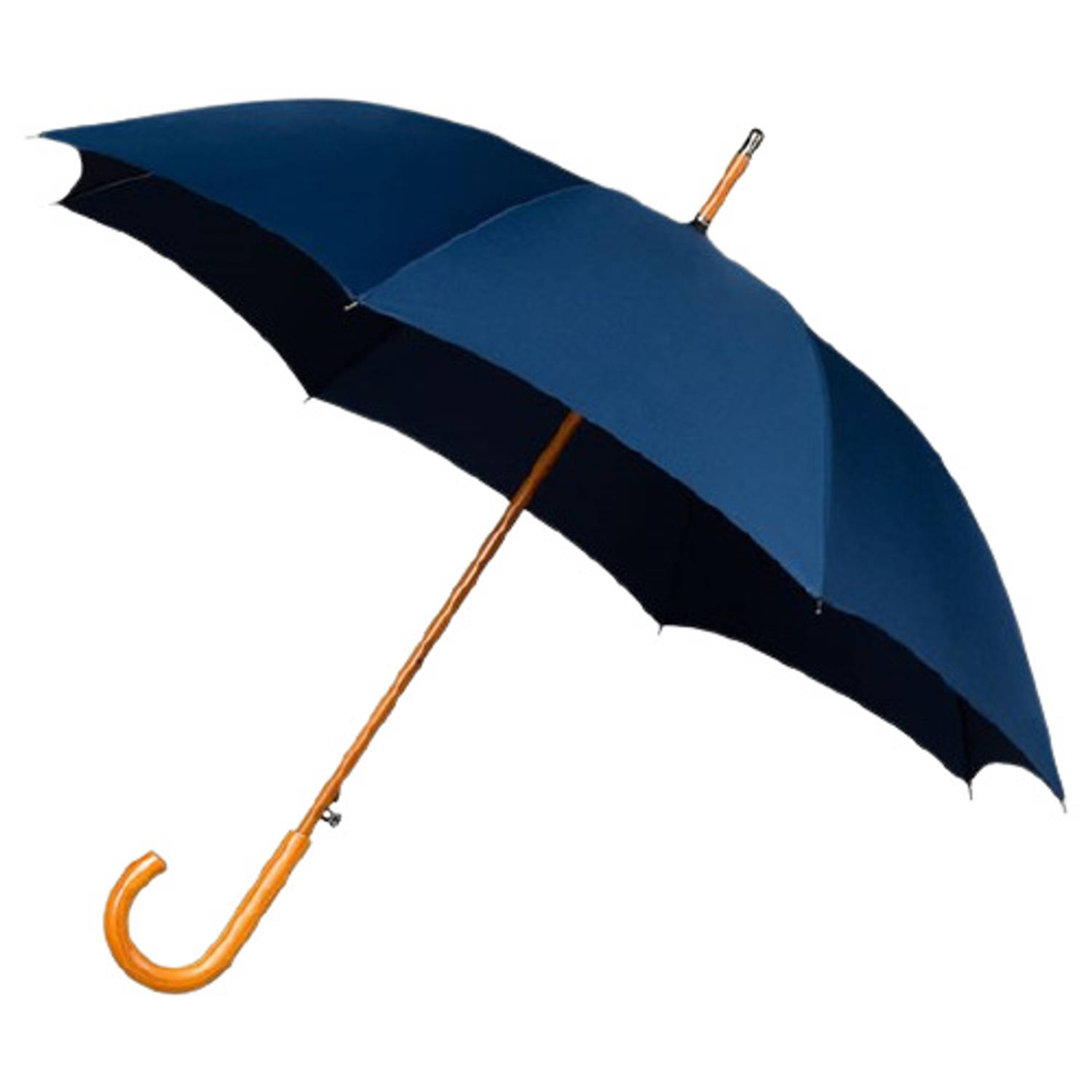 Falcone klassieke paraplu houten stok & haak donkerblauw