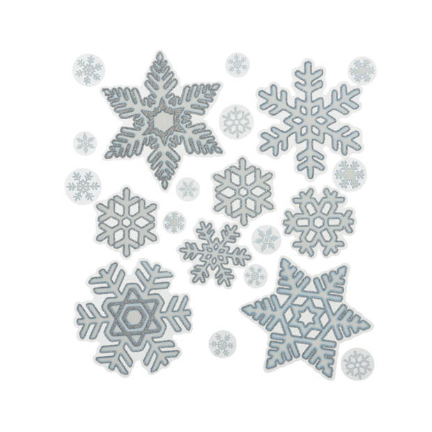 Kerst decoratie stickers sneeuwvlokjes plaatjes 30 x 46 cm - Feeststickers