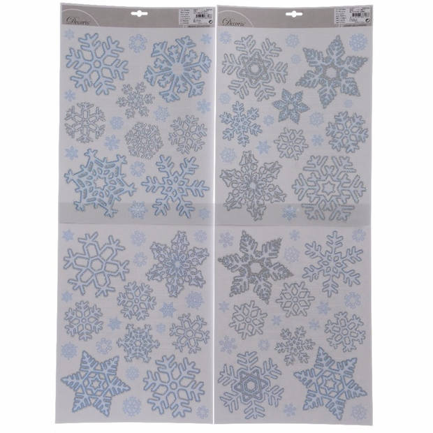 Kerst decoratie stickers sneeuwvlokjes plaatjes 30 x 46 cm - Feeststickers