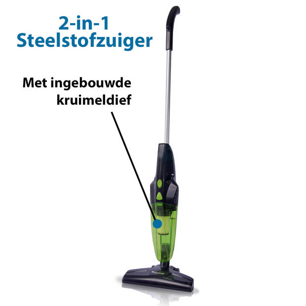 TurboTronic VS9 2-in-1 Steelstofzuiger met Handstofzuiger – Zwart/Groen