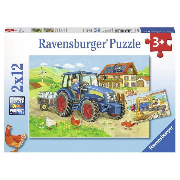 Ravensburger puzzel bouwplaats en boerderij - 2 x 12 stukjes