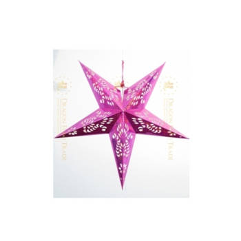 Decoratie kerstster lampion roze 60 cm - Kerststerren